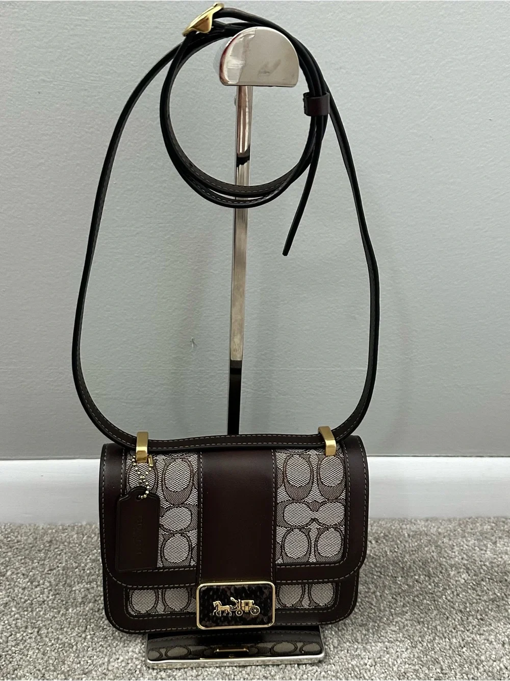 Coach Alie Shoulder Bag 18 In Signature Jacquard With Snakeskin Detail Women's